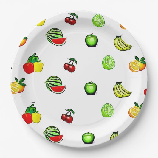Obst & Gemüse Graphics Food Party Paper Plate Pappteller (Vorderseite)