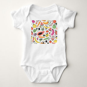 Obst, Gemüse, handgezeichnet. Baby Strampler