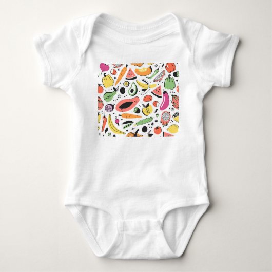 Obst, Gemüse, handgezeichnet. Baby Strampler (Vorderseite)