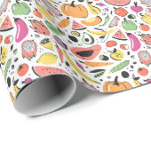 Obst, Gemüse, handgezeichnet. Geschenkpapier (Rolleneckpunkt)