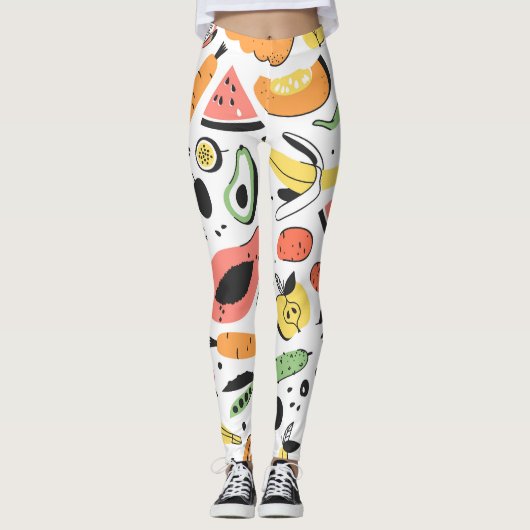 Obst, Gemüse, handgezeichnet. Leggings (Vorderseite)