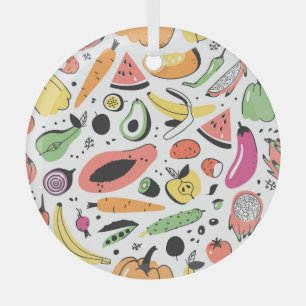 Obst, Gemüse, handgezeichnet. Ornament Aus Glas