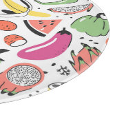 Obst, Gemüse, handgezeichnet. Schneidebrett (Ecke)