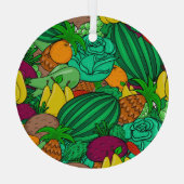 Obst Gemüse nahtlos Vegetarisches Muster Ornament Aus Glas (Rückseite)