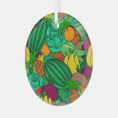 Obst Gemüse nahtlos Vegetarisches Muster Ornament Aus Glas (Vorderseite links)