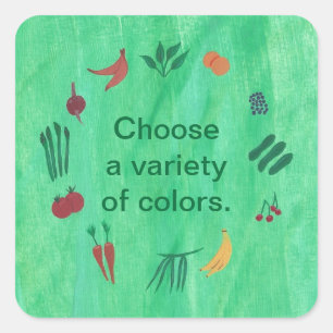 Obst Gemüse wählen Sie eine Auswahl an Farbklebern Quadratischer Aufkleber
