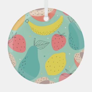 Obst handgezeichnet, dekoratives, nahtloses Muster Ornament Aus Glas
