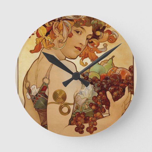 Obst - Herbst 1897 Runde Wanduhr (Vorderseite)