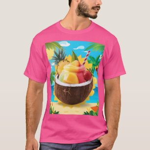 Obst in Coconut mit Szene-wow rosa in Farbe T-Shirt