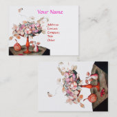 OBST,JASMINE-BLUME BLÄTTER Luxuriös rosa Visitenkarte (Vorne/Hinten)