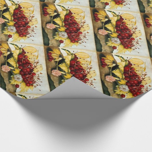 OBST/KERNE UND KARNATIONEN DER SAISON GESCHENKPAPIER (Ecke)