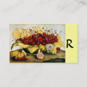 OBST/KERRIEN UND KARNATIONEN DER SAISON, Monogramm Visitenkarte (Rückseite)