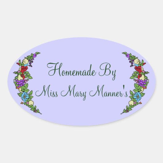 Obst mit hausgemachtem Lebensmittel Ovaler Aufkleber (Vorderseite)