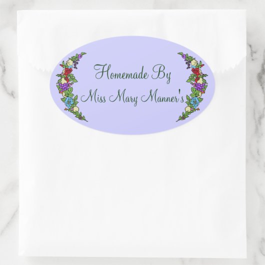 Obst mit hausgemachtem Lebensmittel Ovaler Aufkleber (Tasche)