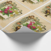 OBST/NATUR DER SAISON, VÖGEL UND RASPBERRIEN GESCHENKPAPIER (Ecke)