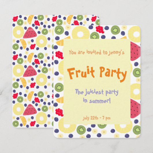 Obst Party - Einladung (Vorne/Hinten)
