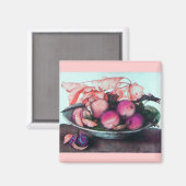 OBST, PEACHES, Pfirsichplatten Stillleben Magnet (Vorderseite/Rückseite)