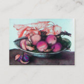 OBST Pfirsiche, Pflaumen, Pflaumen, Blätter Aquama Visitenkarte (Rückseite)