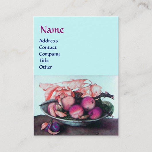 OBST Pfirsiche, Pflaumen, Pflaumen, Blätter Aquama Visitenkarte (Vorderseite)