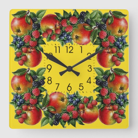 Obst Quadratische Wanduhr (Vorderseite)