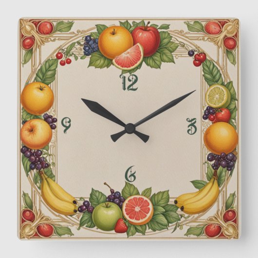 Obst Quadratische Wanduhr (Vorderseite)