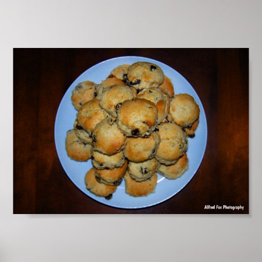 Obst-Scones auf Holz Poster (Vorne)