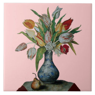 OBST/TULIPS DER SAISON IN VASE AND PEAR FLIESE