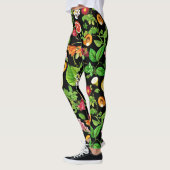 Obst- und Blätter-Muster auf schwarz Leggings (Links)