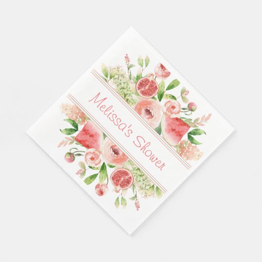 Obst und Blume Aquarellfarbenes Party Serviette (Ecke)