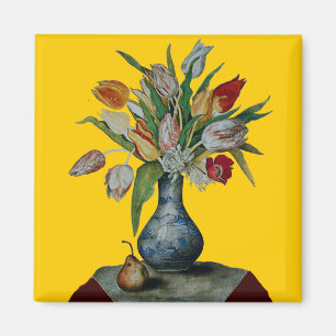 OBST UND BLUME DER SAISON - TULIPS IN BLAUEN VASE MAGNET
