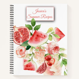Obst und Blume Wasserfarben-Rezept-Notebook Notizblock