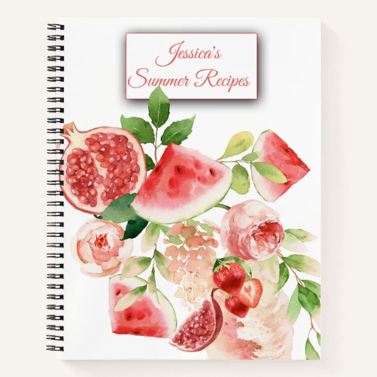 Obst und Blume Wasserfarben-Rezept-Notebook Notizblock (Vorderseite)