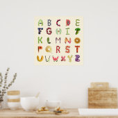 Obst und Gemüse Alphabet Kunst - Gesunde Lebensmit Poster (Küche)