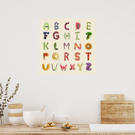 Obst und Gemüse Alphabet Kunst - Gesunde Lebensmit Poster (Küche)