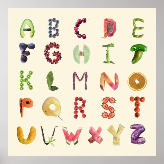 Obst und Gemüse Alphabet Kunst - Gesunde Lebensmit Poster (Vorne)
