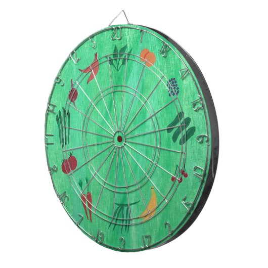 Obst und Gemüse auf dem Mischkarton Dartscheibe (Vorderseite rechts)