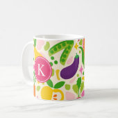 Obst und Gemüse aus roten Monogramm Kaffeetasse (Vorderseite Links)