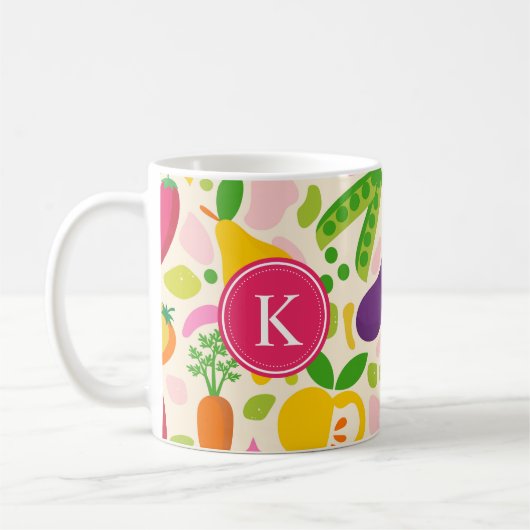 Obst und Gemüse aus roten Monogramm Kaffeetasse (Links)
