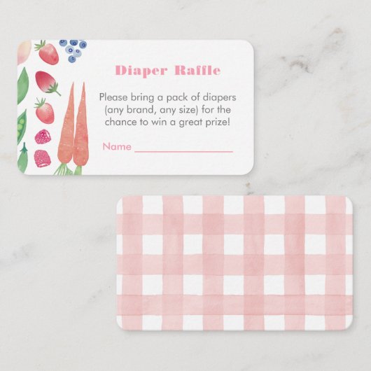 Obst und Gemüse Babydusche Windelwindeln Begleitkarte (Vorne/Hinten)