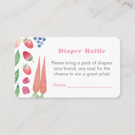 Obst und Gemüse Babydusche Windelwindeln Begleitkarte (Vorderseite)