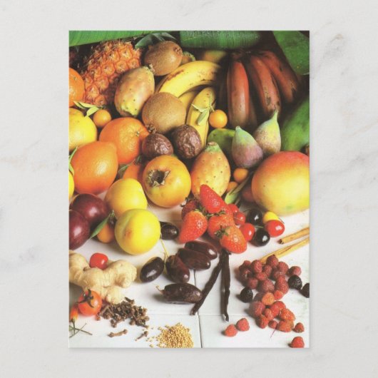 Obst und Gemüse, exotische Früchte Postkarte (Vorderseite)
