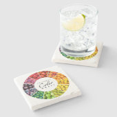 Obst- und Gemüse Farbrad (12 Farben) Steinuntersetzer (Seitenansicht)