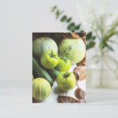 Obst und Gemüse, grüne Tomaten und Melonen Postkarte (Stehend Vorderseite)