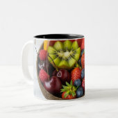 Obst und Gemüse in Farbe Zweifarbige Tasse (Vorderseite Links)