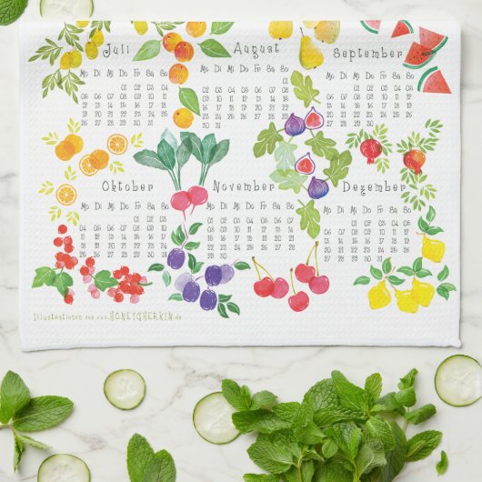 Obst und Gemüse - Kalender 2021 Geschirrtuch (Gefaltet)