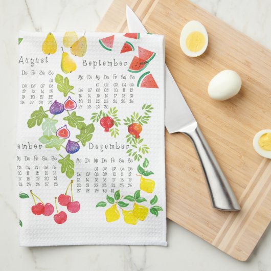 Obst und Gemüse - Kalender 2021 Geschirrtuch (Viertel Falte)