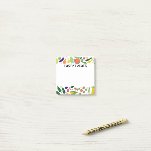 Obst und Gemüse Lebensmittel CUSTOM Monogramm Pers Post-it Klebezettel (Auf Schreibtisch)