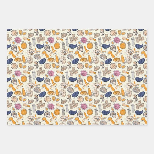 Obst und Gemüse - Muster Geschenkpapier Set (Vorderseite)