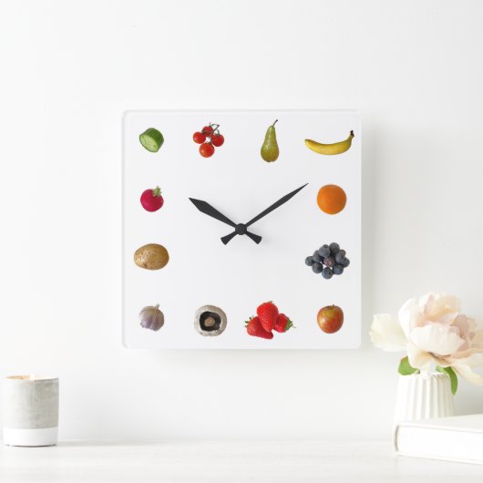 Obst und Gemüse Quadratische Wanduhr (Zuhause)