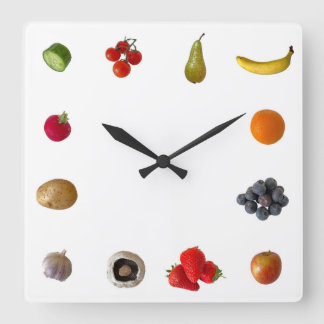 Obst und Gemüse Quadratische Wanduhr